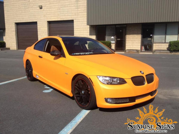 Custom BMW 325i orange matte car wraps