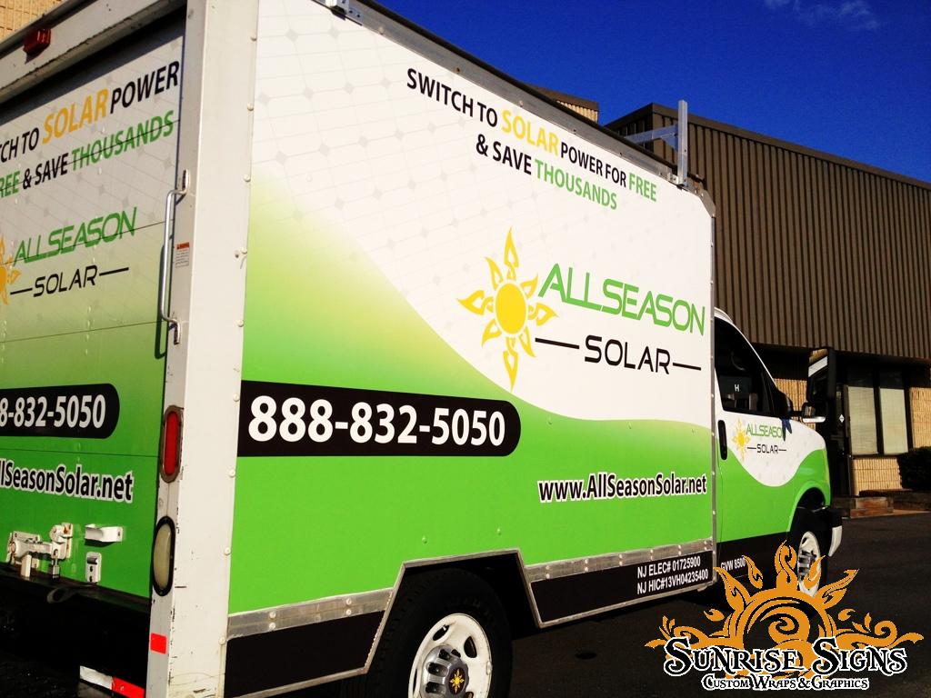 AllSeason Solar fleet of box truck wraps