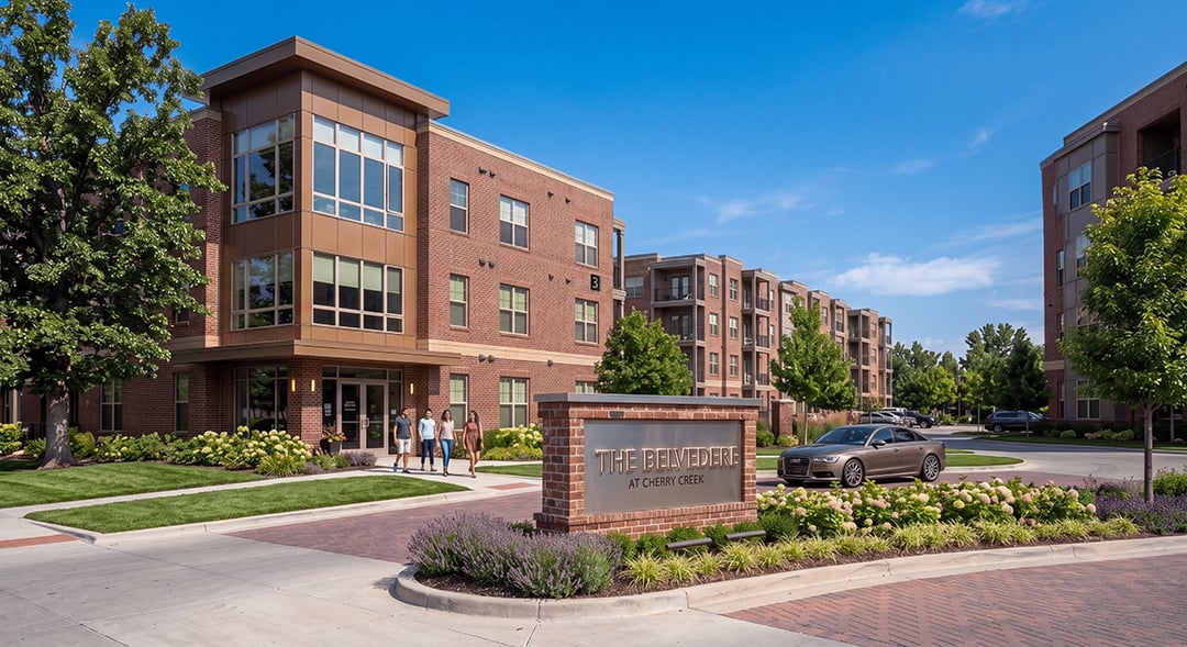well-maintained apartment community entrance